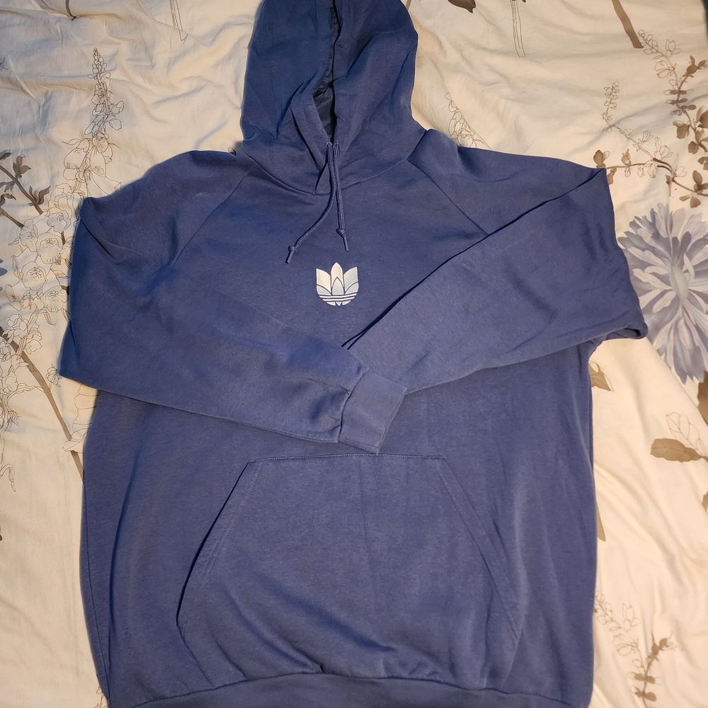 adidas Men's Stitched Trefoil Logo Blue Hoodie XXL